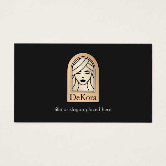 Eleganter Black Gold Woman's Face Beauty Salon Wel (Vorderseite)