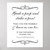 Eleganter Black Grab a Prop Wedding Foto Booth Poster (Vorne)