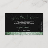 Eleganter Black Green Sparkle Glitzer Rhinestones Visitenkarte (Rückseite)