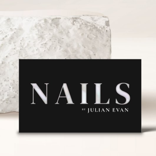 Eleganter Black Holographic Nail Techniker Visitenkarte