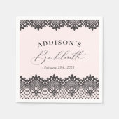 Eleganter Black Lace Pink Junggeselinnen-Abschied Serviette (Vorderseite)