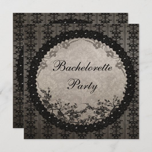 Eleganter Black Lace & Sequins Junggeselinnen-Absc Einladung (Vorne/Hinten)