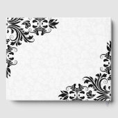 Eleganter Black Lace White Damask Gästebuch (Rückseite)