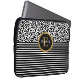 Eleganter Black Leopard Monogram Laptop Sleeve (Vorne Rechts)