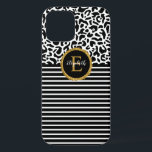 Eleganter Black Leopard Monogram Laptop Sleeve<br><div class="desc">Ein schwarz-weißes Leopardenmuster mit einem schwarz-weiß gestreiften Streifen und ein elegantes gold-schwarzes Monogramm schmücken dieses iPhone. Personalisieren Sie es für sich selbst oder für ein Geschenk! Entworfen für Sie von BlackBerry Boulevard.</div>