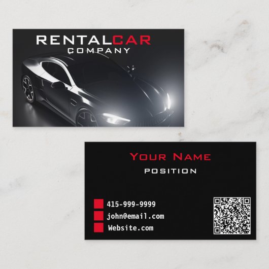Eleganter Black Luxury Car Chauffeur Visitenkarte (Vorne/Hinten)