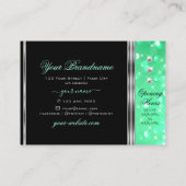 Eleganter Black Mint Green Glitzer Diamonds Silver Visitenkarte (Rückseite)