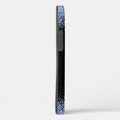 Eleganter Black Monogram Light Blue Glitzer Case-Mate iPhone Hülle (Rückseite / Rechts)