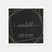 Eleganter Black Name Script Abschluss Napkins Serviette (Vorderseite)