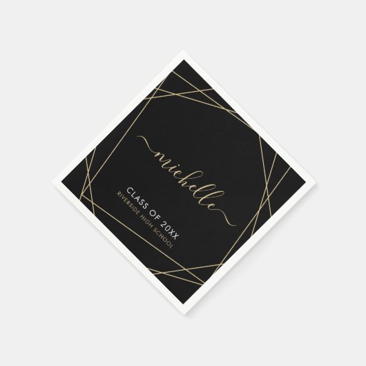 Eleganter Black Name Script Abschluss Napkins Serviette (Ecke)