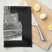 Eleganter Black Notre Dame Best Pariser Koch Geschirrtuch (Viertel Falte)