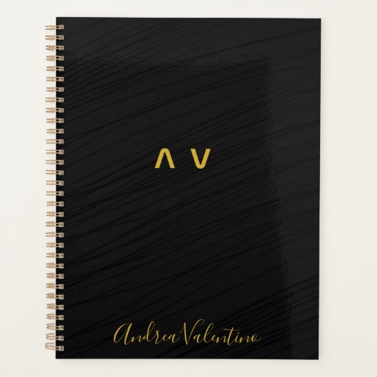 Eleganter Black Pattern Daily Planer (Vorderseite)