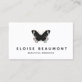 Eleganter Black Pink Butterfly Event Planner Visitenkarte