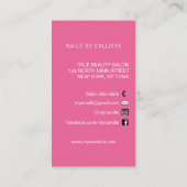 Eleganter Black Pink Glitzer Nails Visitenkarte (Rückseite)