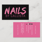 Eleganter Black Pink Glitzer Nails Visitenkarte (Vorne/Hinten)