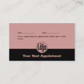 Eleganter Black & Pink Hair Salon Stylist Terminkarte (Rückseite)
