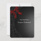 Eleganter Black Red Bow Bridesmaid-Vorschlag Einladung (Vorderseite)