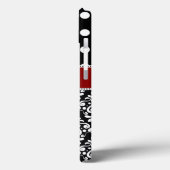 Eleganter Black Red Dot Damask Monogram Case (Rückseite / Links)