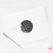 Eleganter Black Round Floral Wedding Envelope Seal Runder Aufkleber (Umschlag)