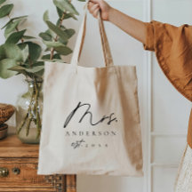 Eleganter Black Schriftart Custom Mrs. Tote Bag