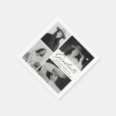 Eleganter Black Script 4 Foto Abschluss Serviette (Ecke)