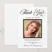 Eleganter Black Script Foto Abschluss Dankeskarte (Vorne/Hinten)