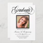 Eleganter Black Script Foto Uni-Abschluß Ankündigung (Vorne/Hinten)