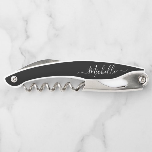 Eleganter Black Script-Individuelle Name Kellnermesser (Rückseite)