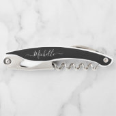 Eleganter Black Script-Individuelle Name Kellnermesser (Vorderseite)