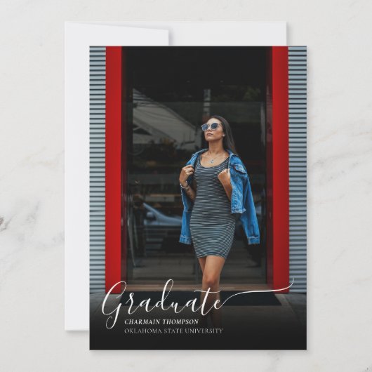 Eleganter Black Shadow 3 Lässiger Foto Abschluss Einladung (Vorderseite)