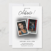 Eleganter Black Shadow 3 Lässiger Foto Abschluss Einladung (Rückseite)