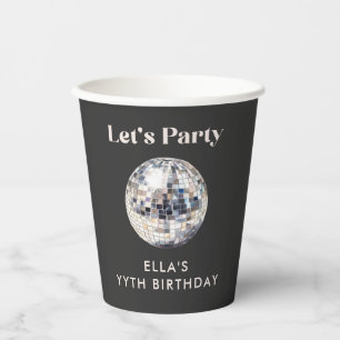 Eleganter Black & Silver Disco Ball 18. Geburtstag Pappbecher