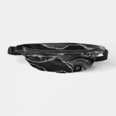 Eleganter Black Silver Glitzer Agate Marble Bauchtasche (Vorderseite)