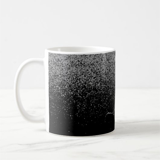 Eleganter Black Silver Glitzer Girly Mit Monogramm Kaffeetasse (Links)