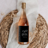 Eleganter Black Silver Glitzer Hochzeit Weinetikett