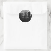 Eleganter Black & Silver Glitzer Tropfen Custom Runder Aufkleber (Tasche)