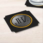 Eleganter Black Silver Gold Monogram Untersetzer (angewinkelt)
