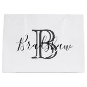 Eleganter Black Silver Monogram Individuelle Name Große Geschenktüte (Vorderseite)