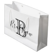 Eleganter Black Silver Monogram Individuelle Name Große Geschenktüte (Vorderseite Schrägansicht)