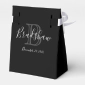 Eleganter Black Silver Monogram Wedding Individuel Geschenkschachtel (Rückseite)