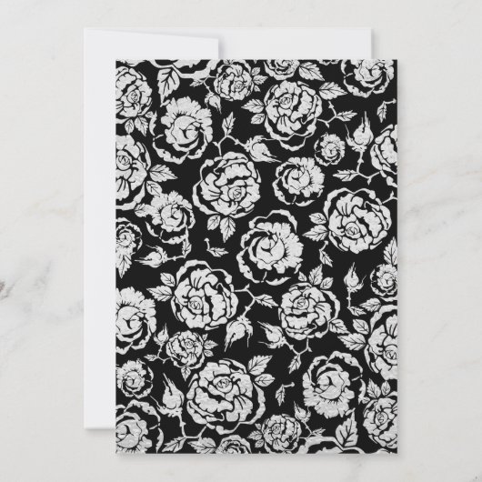 Eleganter Black Silver Rose Überraschung 40. Gebur Einladung (Rückseite)