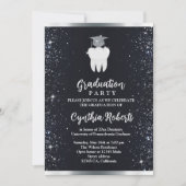 Eleganter Black Silver Sparkle Dental Abschluss Einladung (Vorderseite)