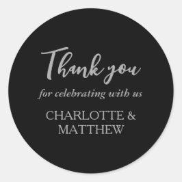 Eleganter Black Silver Wedding Classic Round Stick Runder Aufkleber