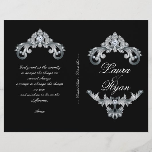 Eleganter Black Silver Wedding Program Flyer (Vorderseite)
