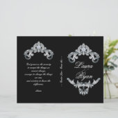 Eleganter Black Silver Wedding Program Flyer (Stehend Vorderseite)