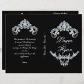 Eleganter Black Silver Wedding Program Flyer (Vorne/Hinten)