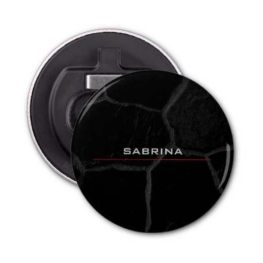 Eleganter Black Stone Minimalistisch stilvoll Mode Flaschenöffner (Vorderseite)