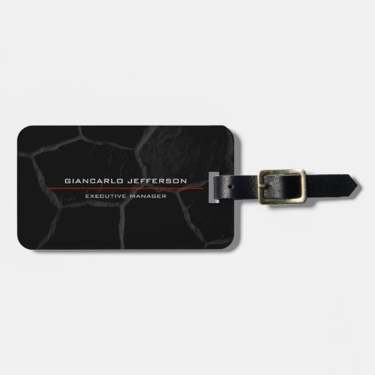 Eleganter Black Stone Minimalistisch stilvoll Mode Gepäckanhänger (Vorderseite horizontal)