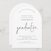Eleganter Black Text Grad Luncheon Abschluss Arch Einladung (Vorne/Hinten)