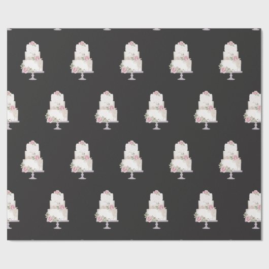 Eleganter Black Three Tier Cake Geschenkpapier (Flach)